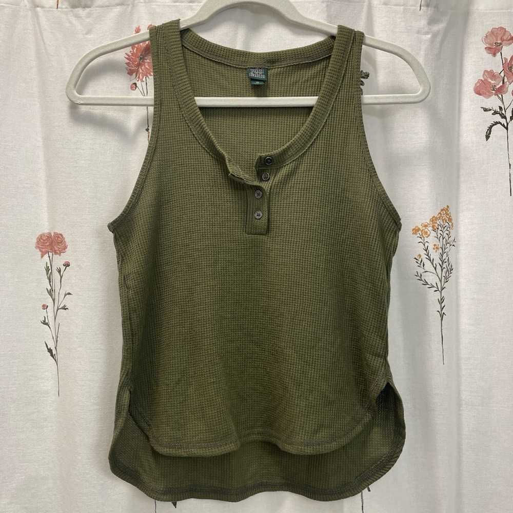 Wild Fable Olive Green Waffle Knit Sleeveless Tank
